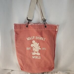Disney World Pink Canvas Tote Bag Mickey mouse 15 X 12